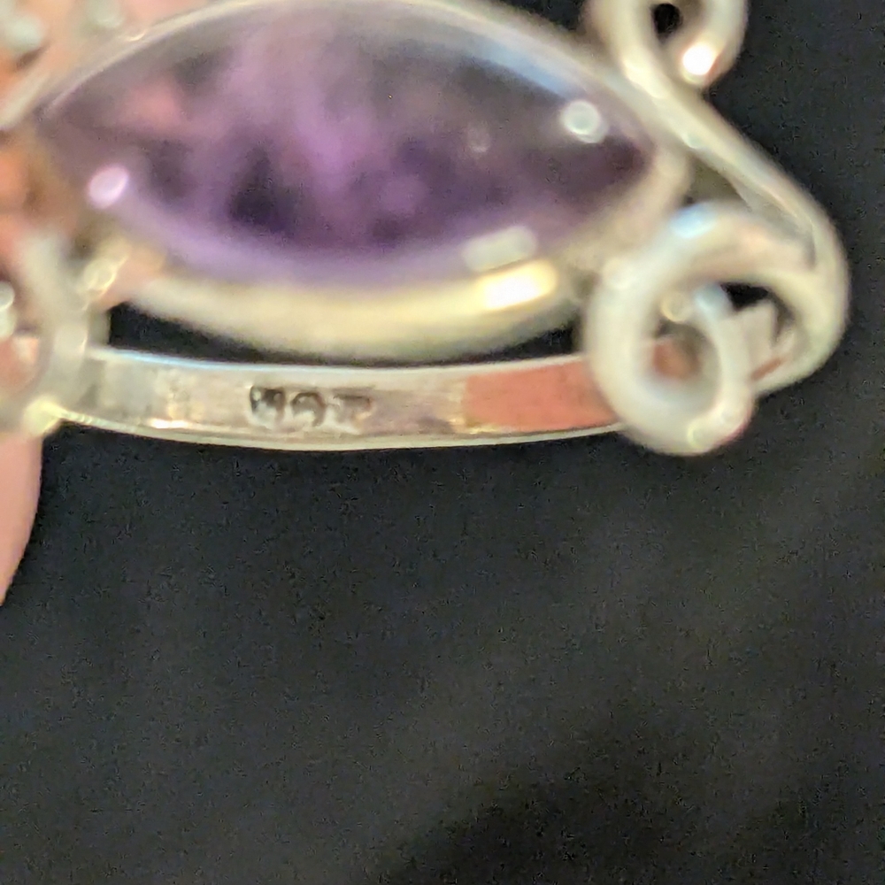 Rare Artisan Solid 925 Sterling Silver Ring Genuine Amethyst Ring Size 8 - Picture 5 of 7